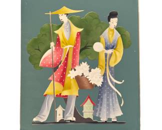 Mid-Century Bernard Picture Company Silk Screen and Airbrush Print