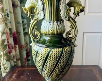 Pair of Majolica lamps