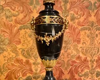PAIR of Marble Urns with Rams Heads