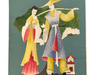 Mid-Century Bernard Picture Company Silk Screen and Airbrush Print