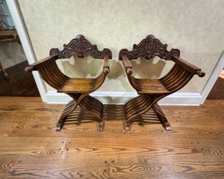 Pair of antique Roman folding chairs