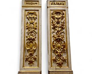 PAIR of wooden decorative fragments