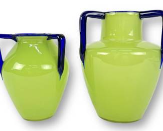(2) Czech Tango Glass Vases Art Deco