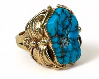 Men's 14K Gold and Turquoise Ring