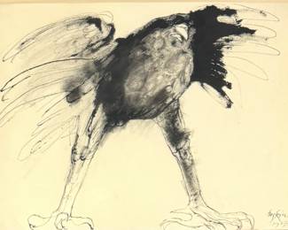Leonard Baskin "Strident Bird" Ink on Paper 1965