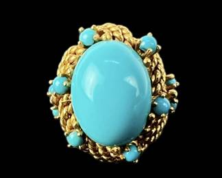First Lady Mamie Eisenhower 18K Turquoise Ring
