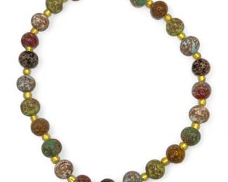 14K Gold & Murano Glass Bead Necklace