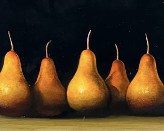 Michael Gregory "Five Pears" Oil on Wood Panel