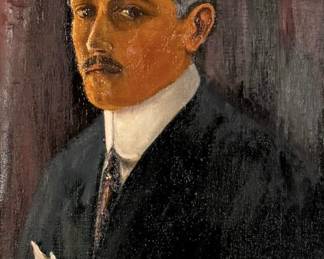 Alfons Baumgart "Self Portrait" Oil on Board