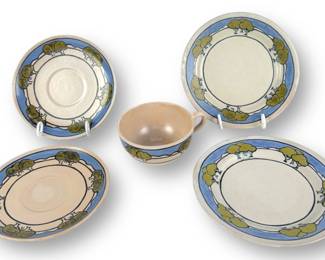 (5) Saturday Evening Girls Pottery Plates and Cup
