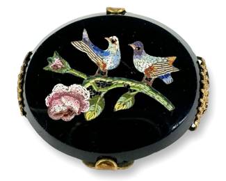 Antique Love Birds Micromosaic Brooch