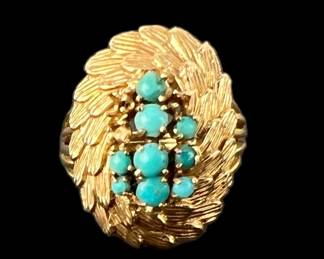 First Lady Mamie Eisenhower Gold & Turquoise Ring