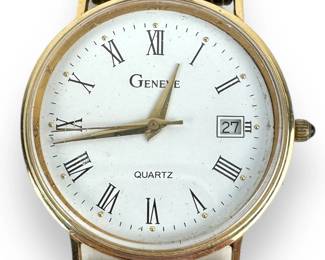 14K Gold Geneva Watch w/ Leather Band