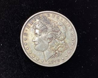 1878-P MORGAN SILVER DOLLAR, 7 TAIL FEATHER,