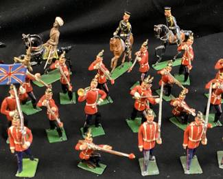 (26) ANTIQUE GEORGE HEYDE TOYS SOLDIERS, BRITISH, JAPANESE, TURKISH, MADE IN GERMANY,

