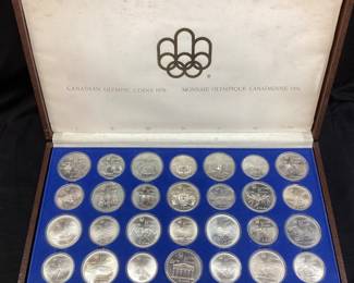 1976 MONTREAL OLYMPIC 28 SILVER COIN SET, 30.24 TROY OUNCE SILVER TOTAL WEIGHT, 
$5 & $10 DENOMINATIONS