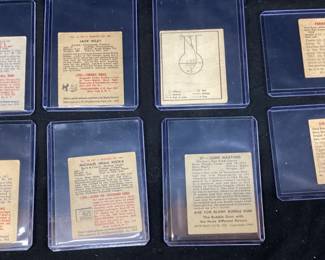  (8) 1948-49 BOWMAN BASEBALL & FOOTBALL CARDS, CLINT HARTUNG, FERRIS FAIN, GRADY HATTON, JOHNNY VANDER MEER, PAT MULLIN, JACK WILEY & MIKE MICKA, 1948 BASKETBALL OUT OF BOUNDS PLAY BOWMAN CARD