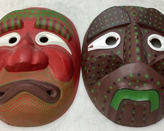 2) ASIAN HAND DECORATED MASKS, 10’’ 