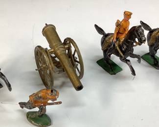 5 EARLY 1900s THEODORE HAHN SOLDIERS, SWORD ACTION CALVARY WITH CANNON

