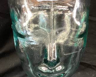 VTG. CLEAR/GREEN TINT GLASS MANNEQUIN HEAD 