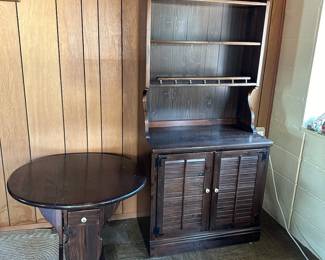 Solid Wood Cabinet With Hutch And Ethan Allen Drop Leaf Table With Drawer