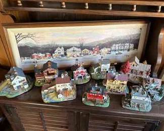 Norman Rockwell Printed Canvas In Frame And Small Town Building Scene Decor