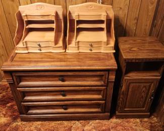 Small Chest Of Drawers, End Table, And Table Top Office Organizers
