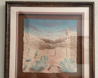 3 Textured Prints With Figurine