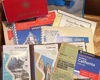 Lot Of Vintage Maps For Southern California, Including Vintage Checkfile And Map Holder