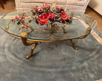 Glass & Brass Coffee Table (2), Area Rugs