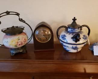 Antique Biscuit Jar, Mantel Clock