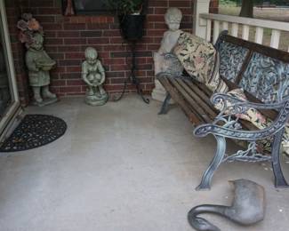 porch bench and decor