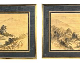 (2) Japanese Watercolors on Silk