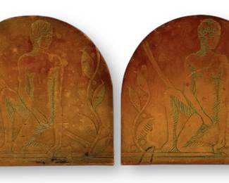 Etched Copper Nude Bookends Arts & Crafts