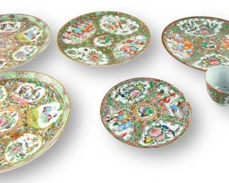 Group of Antique Chinese Rose Medallion Plates