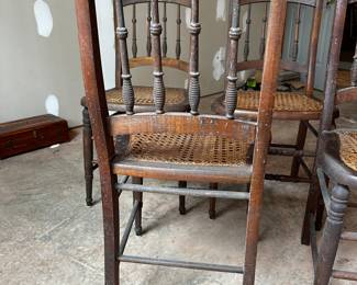 No makers mark - Cane in good condition. Chairs need to be cleaned but otherwise good condition. Asking $200 for all 4.