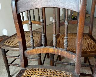 No makers mark - Cane in good condition. Chairs need to be cleaned but otherwise good condition. Asking $200 for all 4.