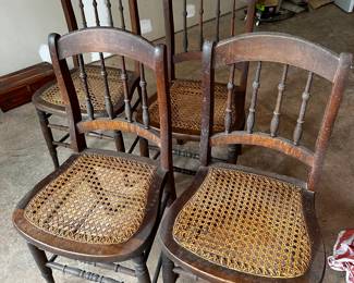 No makers mark - Cane in good condition. Chairs need to be cleaned but otherwise good condition. Asking $200 for all 4.