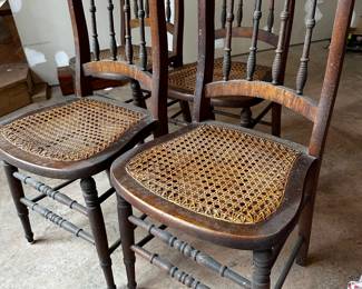 No makers mark - Cane in good condition. Chairs need to be cleaned but otherwise good condition. Asking $200 for all 4.
