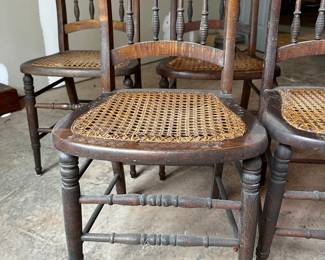 No makers mark - Cane in good condition. Chairs need to be cleaned but otherwise good condition. Asking $200 for all 4.
