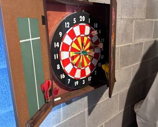 Wall hung dart board in case