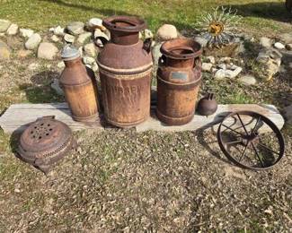 #1384 • 3 Milk Jugs Kettle Bell Wheel and Lawn art
