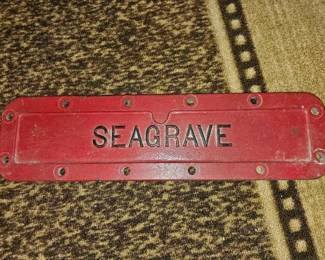 #3018 • Castiron Seagrave Firetruck Plaque
