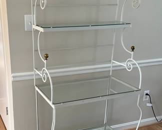 Russell Woodard glass and iron shelf