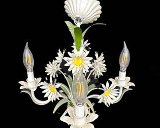 Vintage  Italian Toleware Daisy Chandelier
