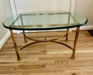 LaBarge solid brass with beveled glass top table, 26 x 37 x 18” high, style 9261