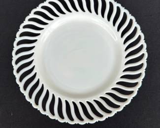 Lace rim white milk glass