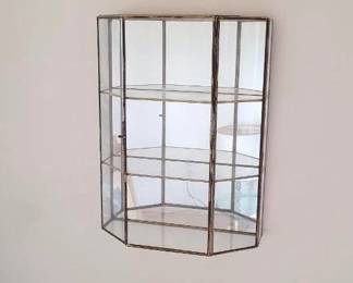 Vtg. Brass and mirrored wall display case