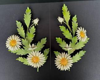Vintage Italian Toleware Daisy Wall Scones