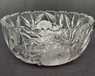 Charles Link "Bridgeton Rose" Style cut glass bowl
